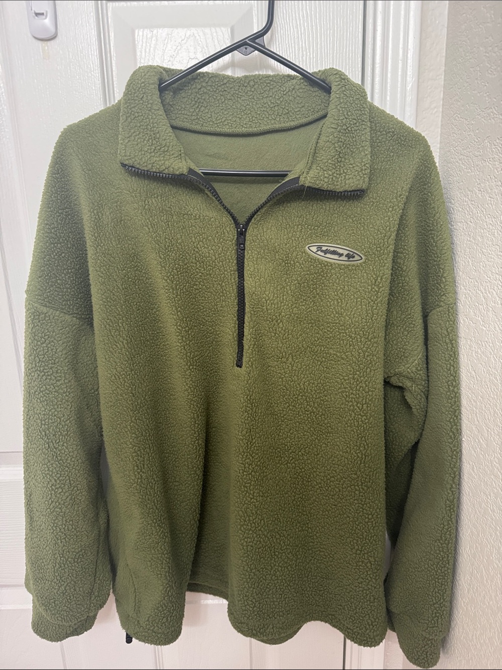 Men's Olive Green Quarter-Zip Fleece Pullover